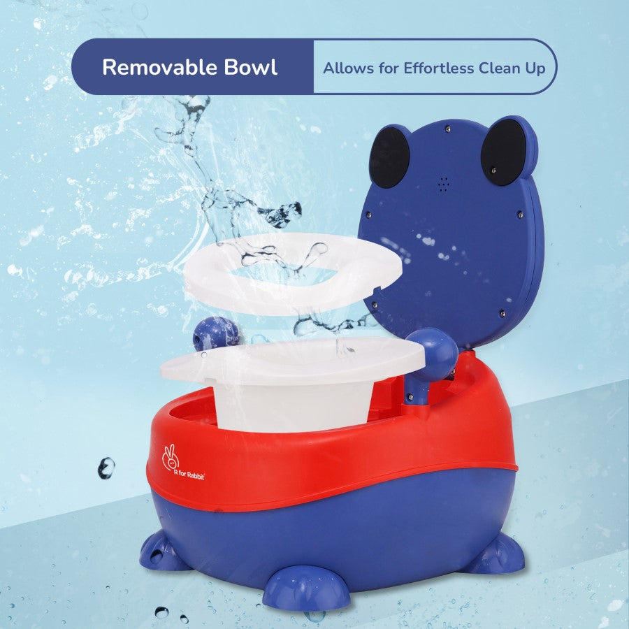 Tiny Tots Panda Potty Training Seat for Baby With Backrest And Grip Handles - Blue Red