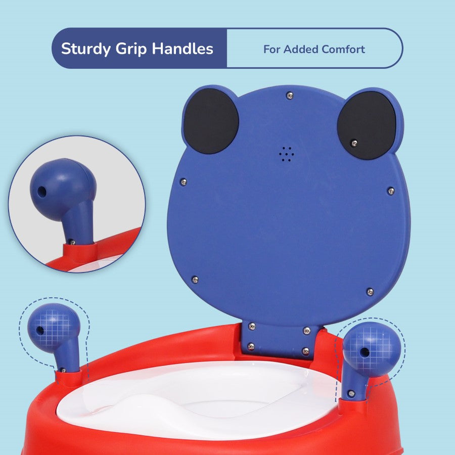 Tiny Tots Panda Potty Training Seat for Baby With Backrest And Grip Handles - Blue Red