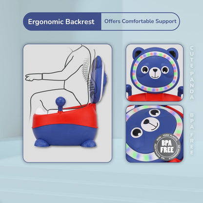 Tiny Tots Panda Potty Training Seat for Baby With Backrest And Grip Handles - Blue Red