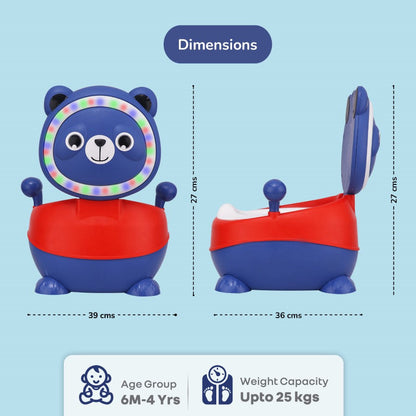 Tiny Tots Panda Potty Training Seat for Baby With Backrest And Grip Handles - Blue Red