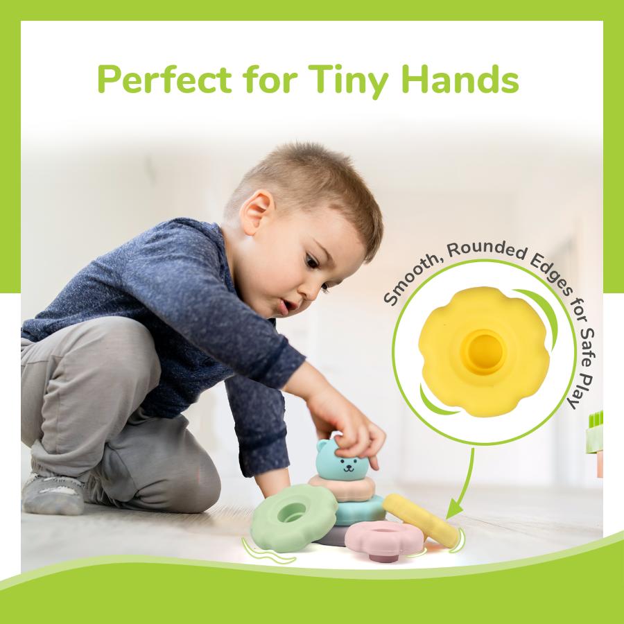 Orapple Teddy Stacker - Fun & Safe Educational Stacking Toy for Babies - Blue Teddy