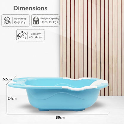 Bubble Double Snowy: 2-in-1 Baby Bath Tub with Ergonomic Sling - Blue White