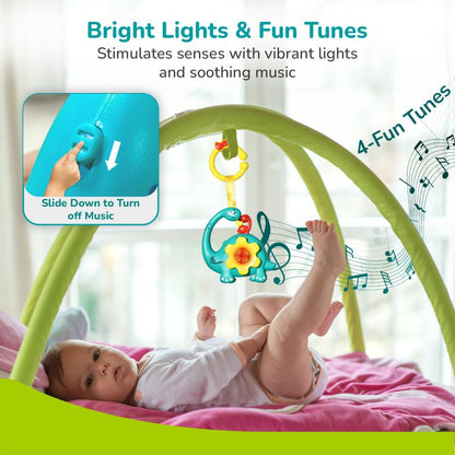 Orapple Dino Tune – Fun & Safe Musical Hanging Toy for Kids - Blue Yellow