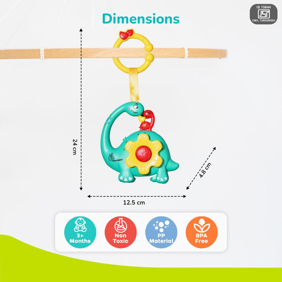 Orapple Dino Tune – Fun & Safe Musical Hanging Toy for Kids - Blue Yellow