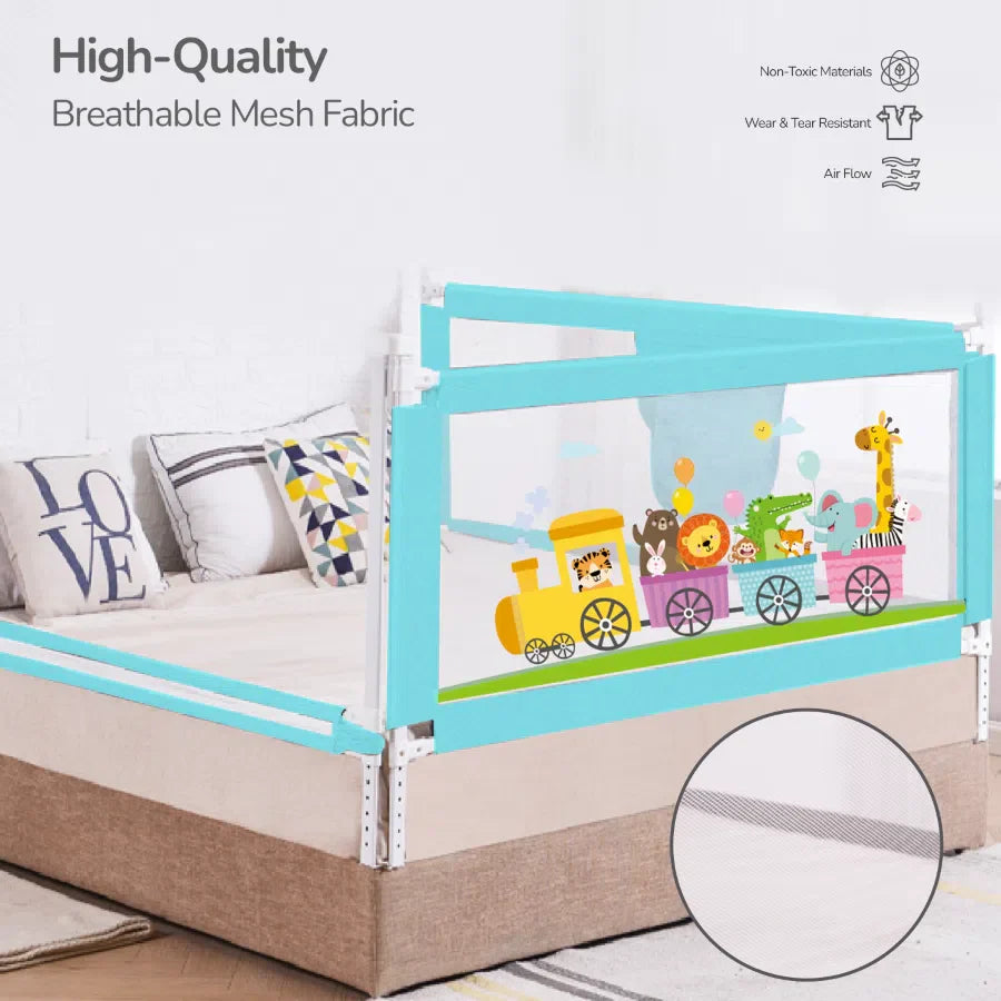 Safari Bed Rail for Baby Easy Install, Anti-Fall Safeguard for Toddler Safety - Blue