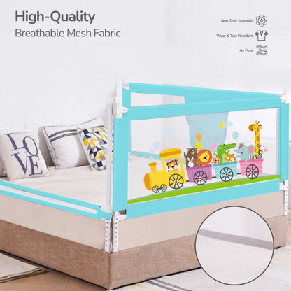 Safari Bed Rail for Baby Easy Install, Anti-Fall Safeguard for Toddler Safety - Blue