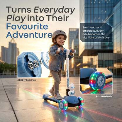 Road Runner Astro Scooter For Kids With PU LED Wheels - Blue
