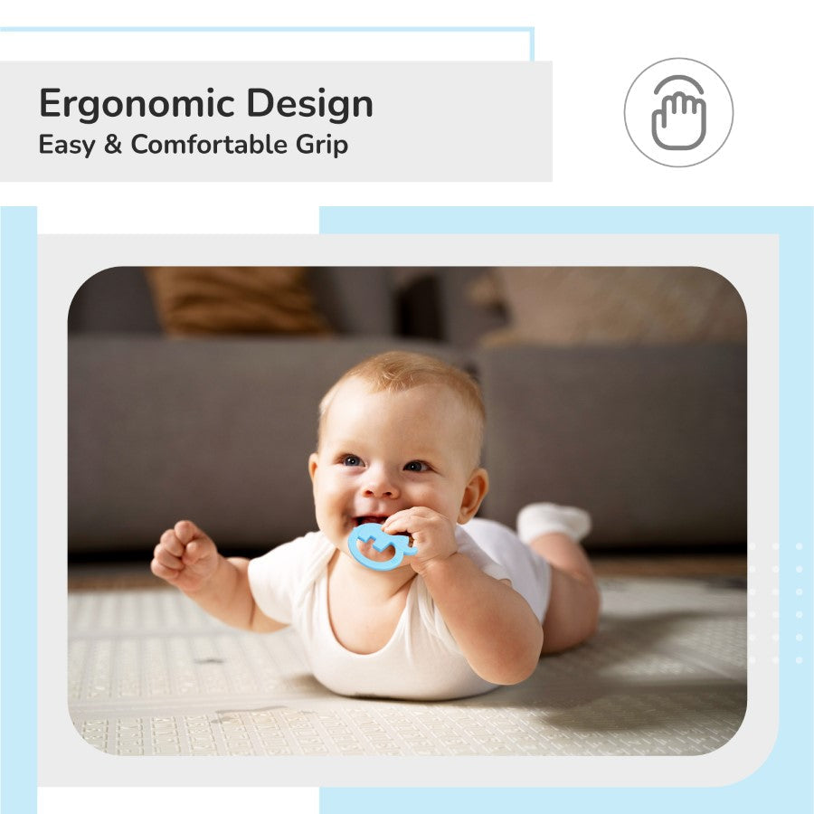 Tiny Bites Zoobie Baby Silicone Teethers Pack of 1 Crocodile, Rabbit, and Elephant - Blue