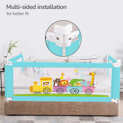 Safari Bed Rail for Baby Easy Install, Anti-Fall Safeguard for Toddler Safety - Blue