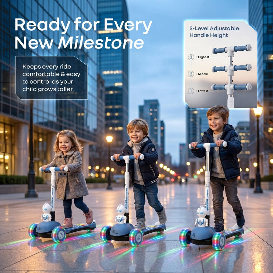 Road Runner Astro Scooter For Kids With PU LED Wheels - Blue