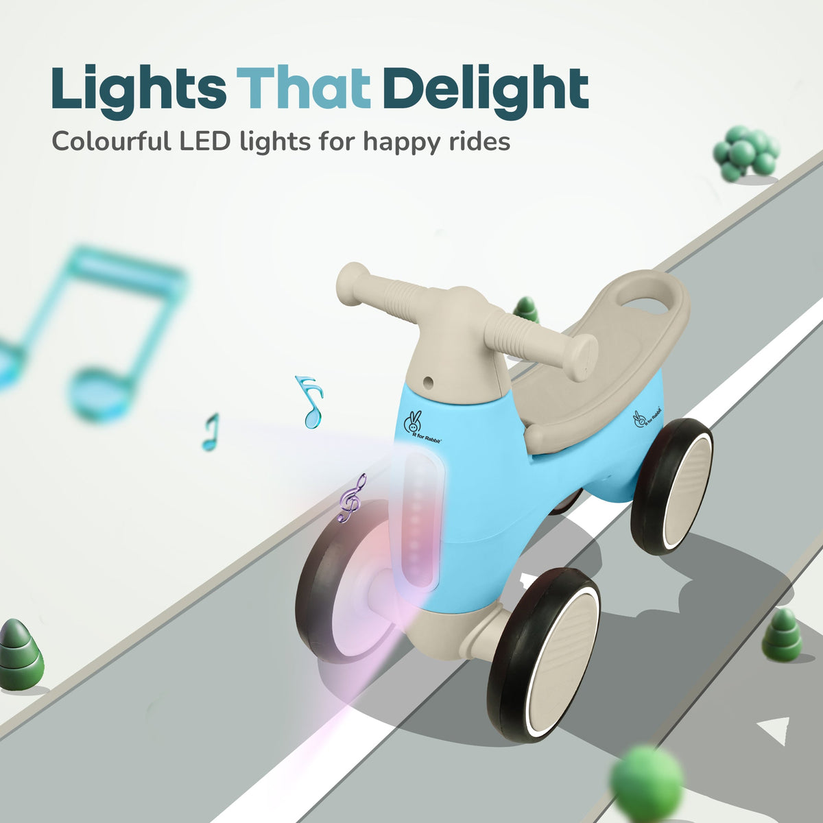 Speedster Glider Baby Ride On Car – Fun Push Ride with Music, LED Lights, Toy Storage & EVA Wheels - Blue