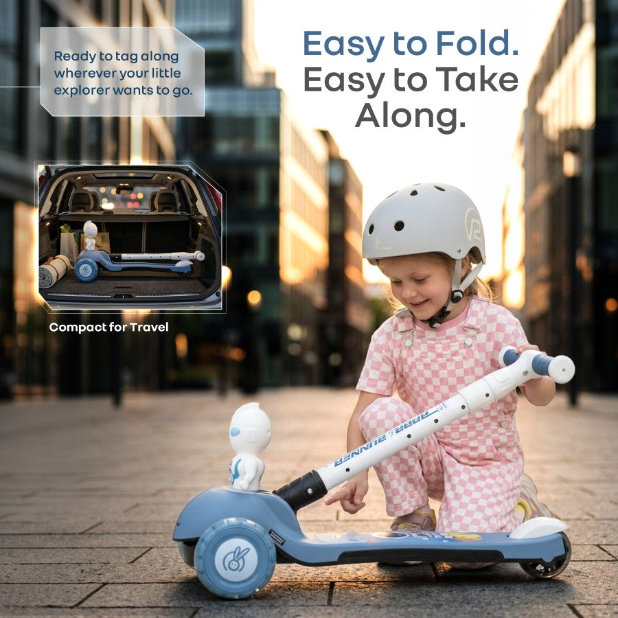 Road Runner Astro Scooter For Kids With PU LED Wheels - Blue