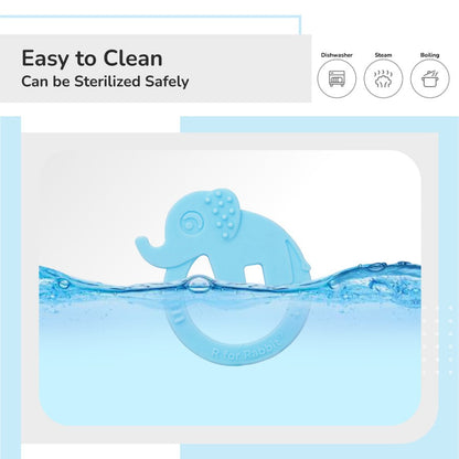 Tiny Bites Zoobie Baby Silicone Teethers Pack of 1 Crocodile, Rabbit, and Elephant - Blue