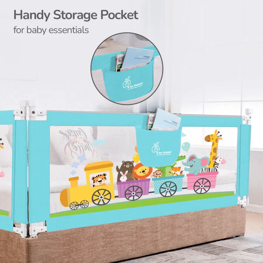 Safari Bed Rail for Baby Easy Install, Anti-Fall Safeguard for Toddler Safety - Blue