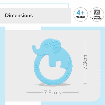 Tiny Bites Zoobie Baby Silicone Teethers Pack of 1 Crocodile, Rabbit, and Elephant - Blue