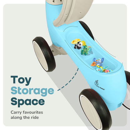 Speedster Glider Baby Ride On Car – Fun Push Ride with Music, LED Lights, Toy Storage & EVA Wheels - Blue