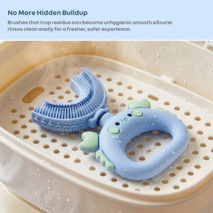 Tiny Smiles U Brush for Kids 2-5 Years, 360° U Shape Cleaning, Ultra Soft Silicone Bristles - Blue