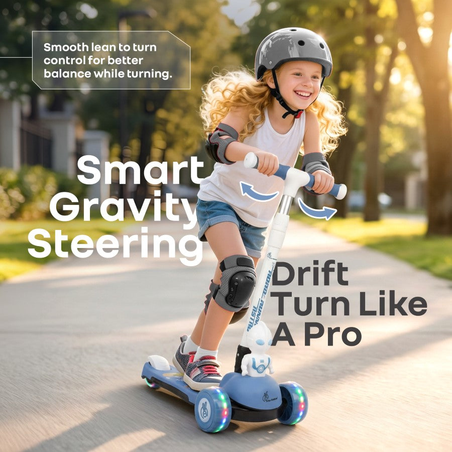 Road Runner Astro Scooter For Kids With PU LED Wheels - Blue
