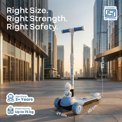 Road Runner Astro Scooter For Kids With PU LED Wheels - Blue