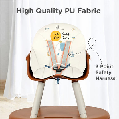 Cherry Berry Tusky High Chair For Kids 3-in-1 Convertible with Detachable & Adjustable Food Tray - Brown Cream