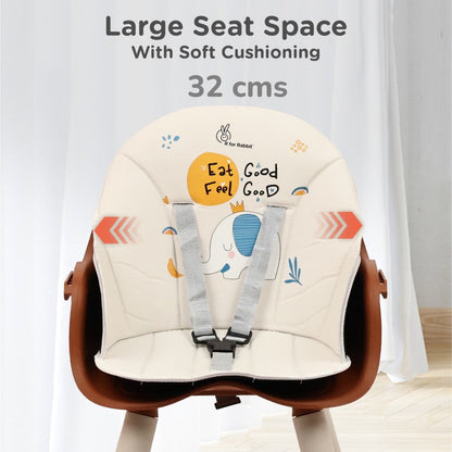 Cherry Berry Tusky High Chair For Kids 3-in-1 Convertible with Detachable & Adjustable Food Tray - Brown Cream