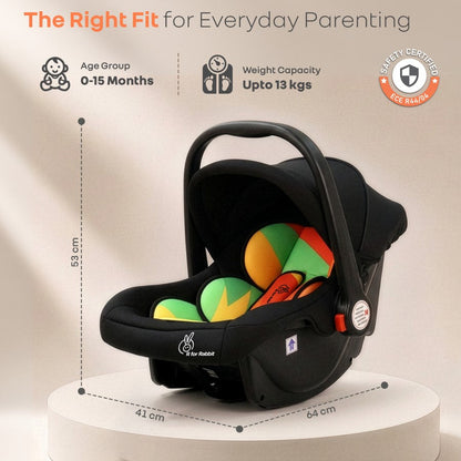 Picaboo 4 In 1 Multipurpose Baby Carry Cot Cum Car Seat With Safety Belt - Colorful