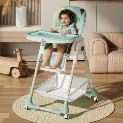 Marshmallow High Chair - 7 Level Height Adjustment, 3 Recline Modes, Adjustable & Removable Double Meal Tray, 6 months-5 years - Candy Blue