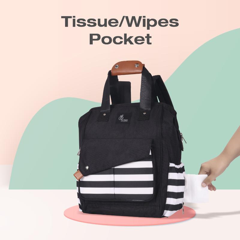 Caramello Delight Smart Diaper Backpack Bag - Black Stripes