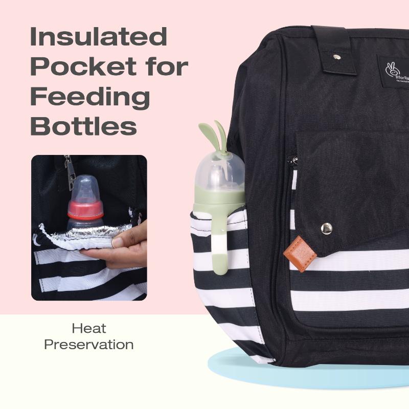 Caramello Delight Smart Diaper Backpack Bag - Black Stripes