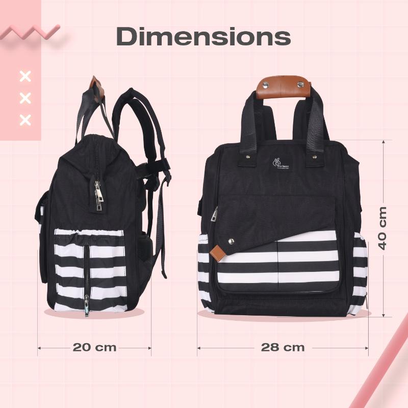 Caramello Delight Smart Diaper Backpack Bag - Black Stripes