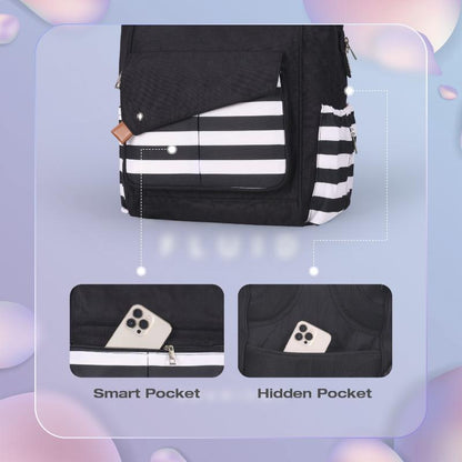 Caramello Delight Smart Diaper Backpack Bag - Black Stripes