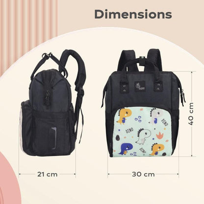 Caramello Dino Diaper Bag For Mother With 11 Pockets - Sea Green