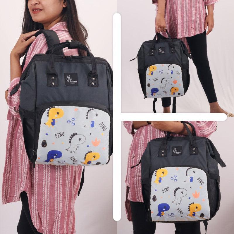 Caramello Dino Diaper Bag For Mother With 11 Pockets - Grey