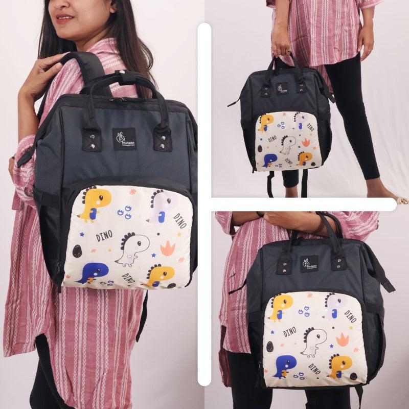 Caramello Dino Diaper Bag For Mother With 11 Pockets - Beige