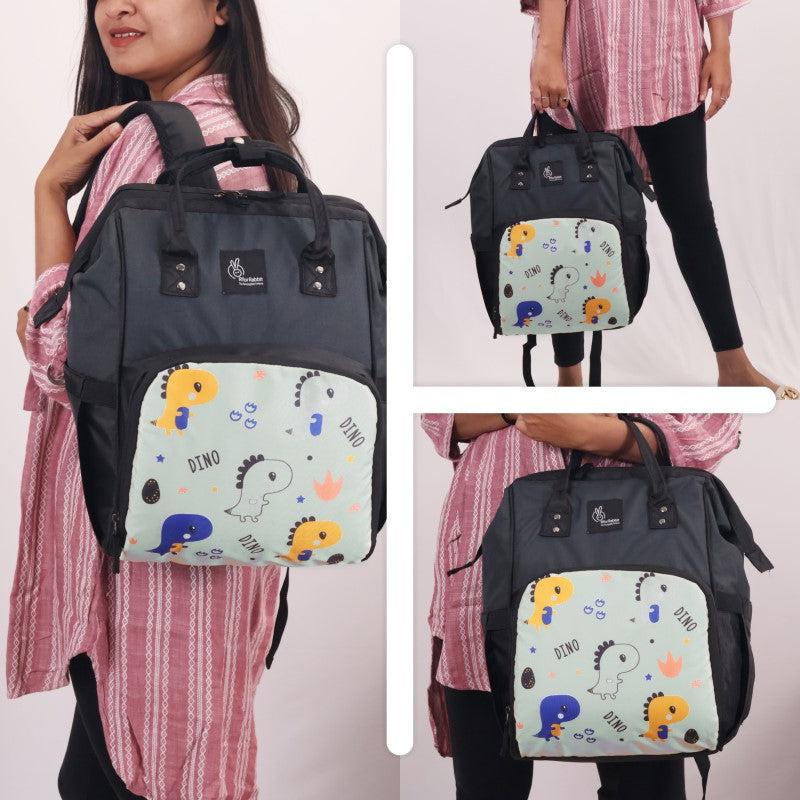 Caramello Dino Diaper Bag For Mother With 11 Pockets - Sea Green
