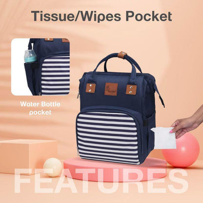 Caramello Regal Diaper Bag Cute & Stylish Diaper Bag For Mom's - Blue Stripes