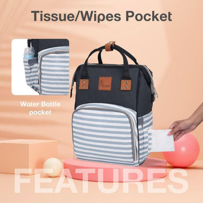 Caramello Regal Diaper Bag Cute & Stylish Diaper Bag For Mom's - Grey Stripes