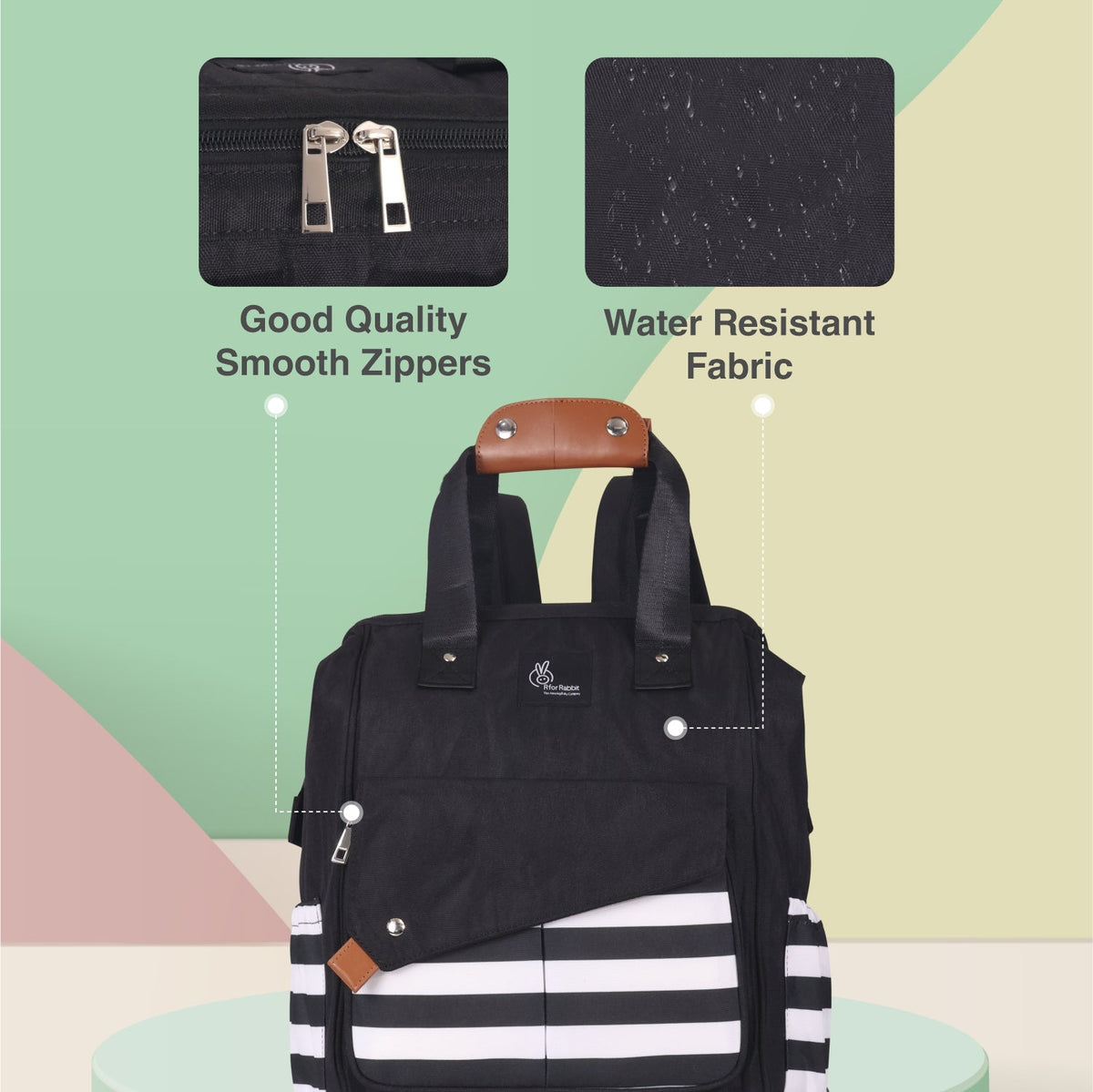 Caramello Delight Smart Diaper Backpack Bag - Black Stripes