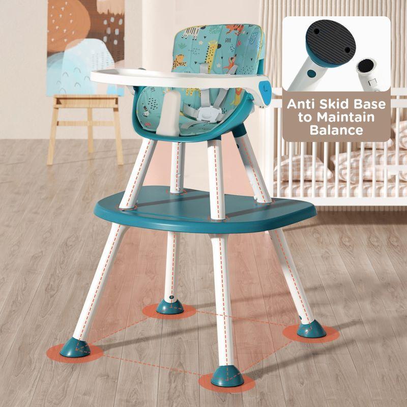 Cherry Berry Safari Baby High Chair, 3 in 1 Convertible High Chair Cum Kids Study Table - Lake Blue