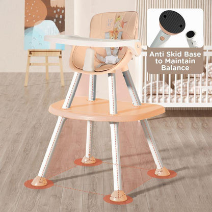 Cherry Berry Safari Baby High Chair, 3 in 1 Convertible High Chair Cum Kids Study Table - Beige