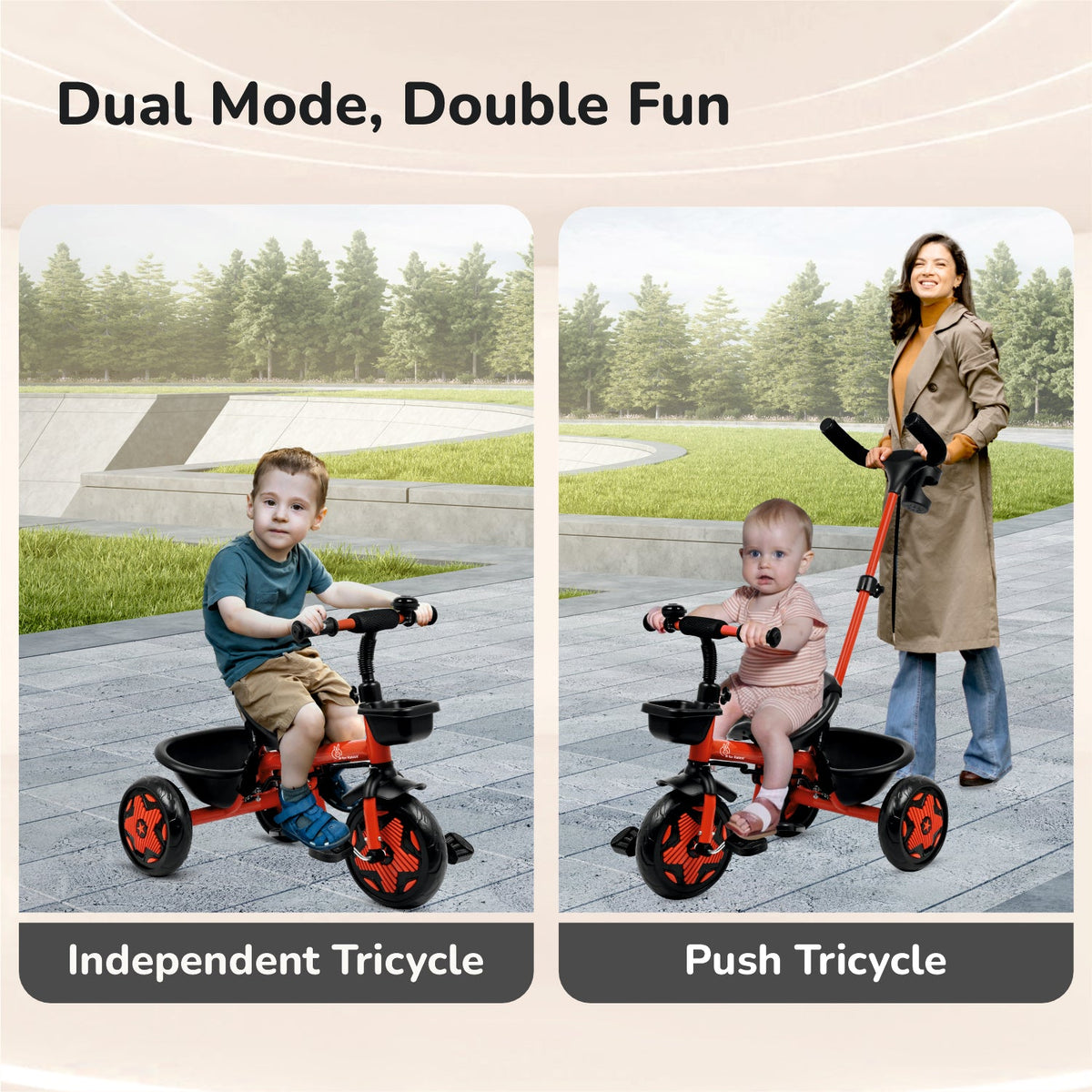 Tiny Toes R20 Ace Baby Tricycle – Smart Plug & Play Trike with Parental Content & EVA Wheels - Cherry Red