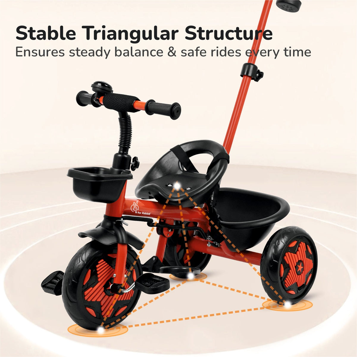 Tiny Toes R20 Ace Baby Tricycle – Smart Plug & Play Trike with Parental Content & EVA Wheels - Cherry Red