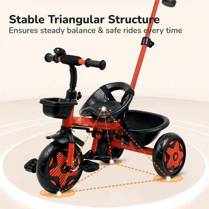 Tiny Toes R20 Ace Baby Tricycle – Smart Plug & Play Trike with Parental Content & EVA Wheels - Cherry Red