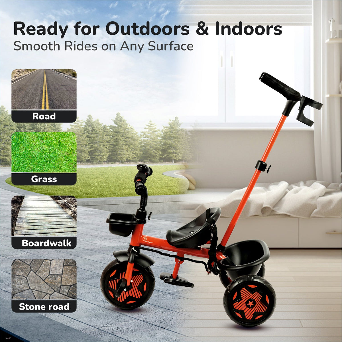 Tiny Toes R20 Ace Baby Tricycle – Smart Plug & Play Trike with Parental Content & EVA Wheels - Cherry Red