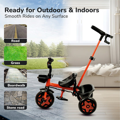 Tiny Toes R20 Ace Baby Tricycle – Smart Plug & Play Trike with Parental Content & EVA Wheels - Cherry Red