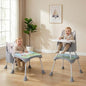 4 in 1 Cherry Berry Grand High Chair - Convertible, Removable Tray, Non Slippery-Anti Tipping, Booster Seat, Study Table & Chair Convertible - Teddy Grey