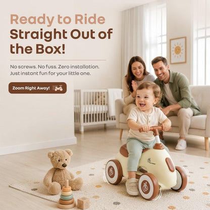 Speedster Zoomy Push Ride On Car for Kids - Cream Brown