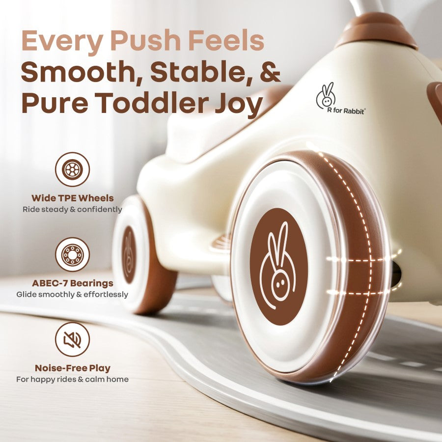 Speedster Zoomy Push Ride On Car for Kids - Cream Brown
