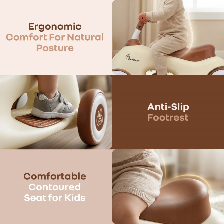 Speedster Zoomy Push Ride On Car for Kids - Cream Brown