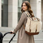 Caramello Bold Hazel Stylish Mom Bag, Vegan Leather, Stroller Hanging Rings - Cream Brown